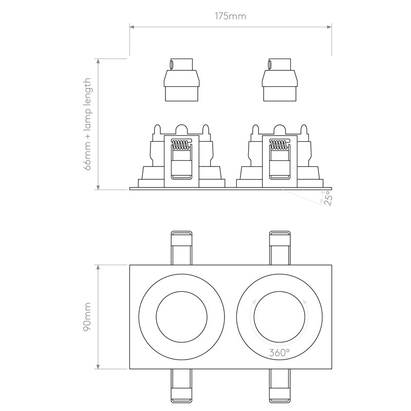 Astro Pinhole Square Twin Adjustable | Einbauspot