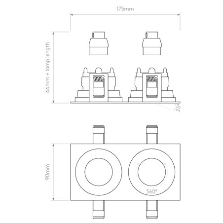 Astro Pinhole Square Twin Adjustable | Recessed spot