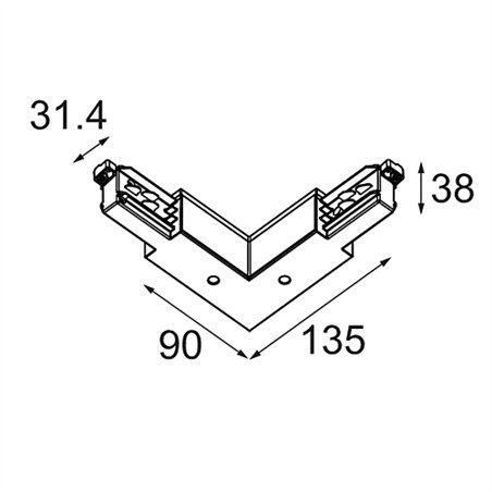 Modular Track 230V Connection 90° Electrical/Mechanical Outside