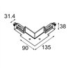 Modular Track 230V Connection 90° Electrical/Mechanical Outside