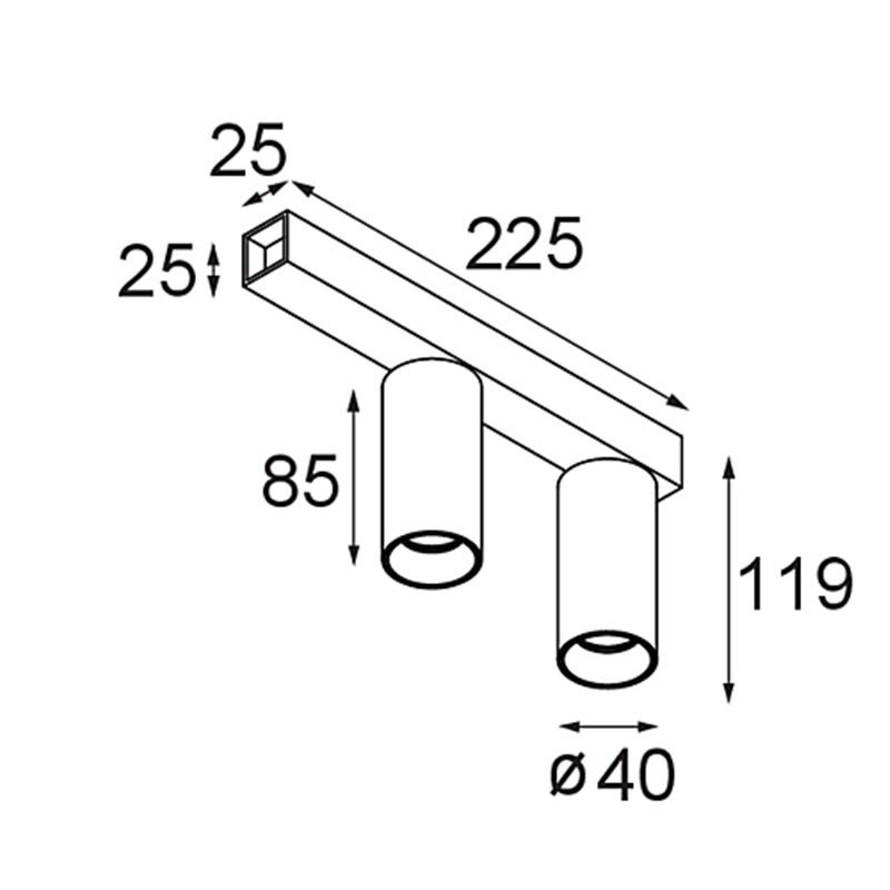 Modular Nyto Surface Adjustable 40 Square 2x LED DE | Deckenlampe / Wandlampe