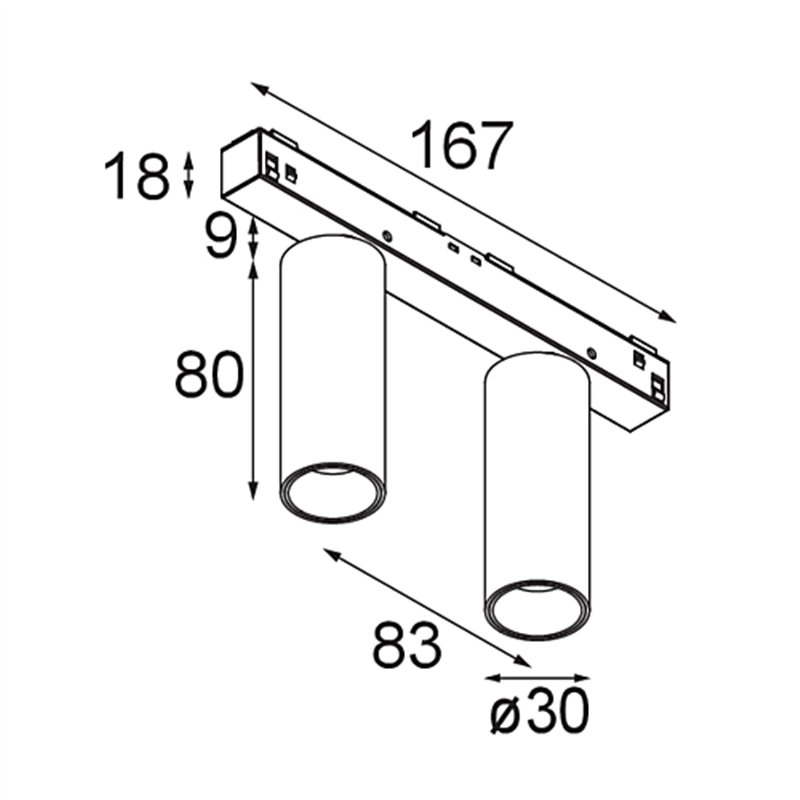 Modular Nyto Track 48V Adjustable 30 2x LED | Schienenbeleuchtung