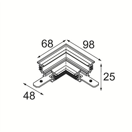 Modular Track 48V Connection 90° Mechanical (For Recessed Trimless Mounting)
