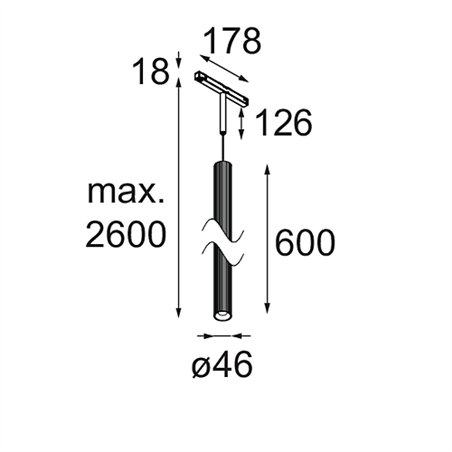 Modular Extruded Stripped Track 48V Suspended 46 600 1x LED DI | Track lighting fixture