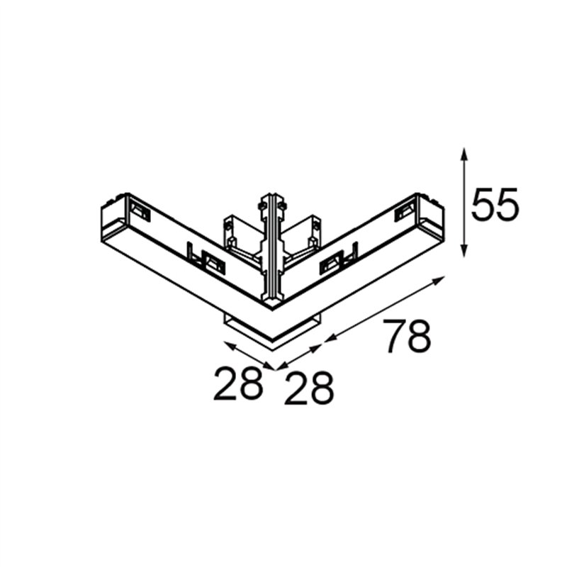 Modular Track 48V High Connection 90° Electrical/Mechanical Inside