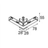 Modular Track 48V High Connection 90° Electrical/Mechanical Inside