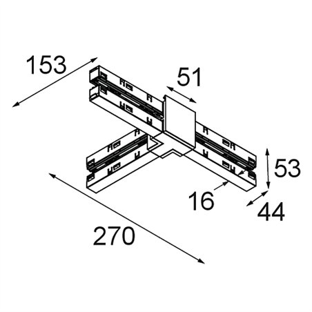 Modular Track 48V High Connection T Up/Down Electrical/Mechanical Left