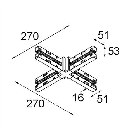 Modular Track 48V High Connection X Up/Down Electrical/Mechanical