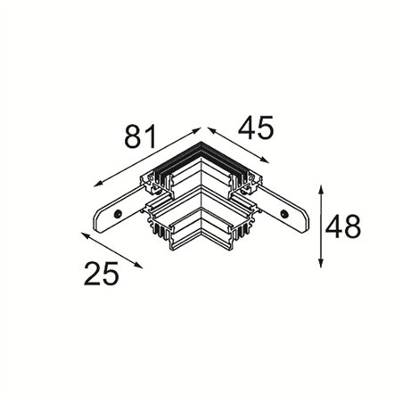 Modular Track 48V Connection 90° Mechanical (For Recessed Trimless Mounting) Inside