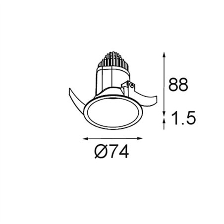 Modular Modest Recessed 74 (Leaf Springs) 1x IP55 LED DE | Recessed spot