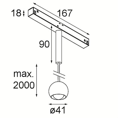 Modular Marbulito Track 48V Suspended 41 1x LED | Track lighting fixture