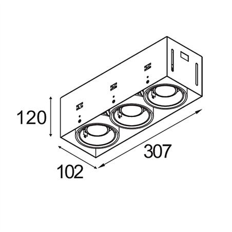 Modular Mini-Multiple Recessed Trimless Adjustable GU10 3x DE | Recessed spot