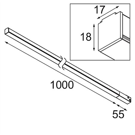 Modular Pista Linear Light Track 48V 1055 1x LED | Track lighting fixture