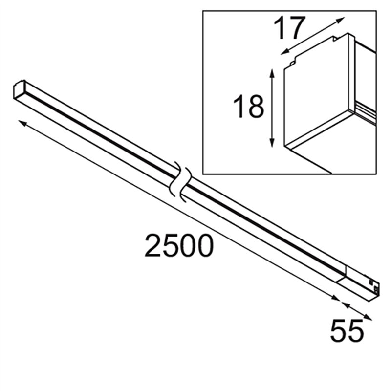 Modular Pista Linear Light Track 48V 2555 1x LED | Schienenbeleuchtung