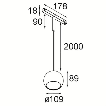 Modular Marbul Track 48V Suspended 109 1x LED | Track lighting fixture fixture