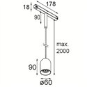 Modular Placebo Track 48V Suspended Down 60 1x LED | Track lighting fixture fixture