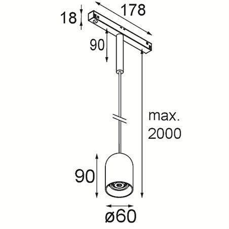 Modular Placebo Track 48V Suspended Down 60 1x LED | Track lighting fixture fixture