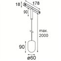 Modular Placebo Track 48V Suspended Up 60 1x LED | Track lighting fixture fixture