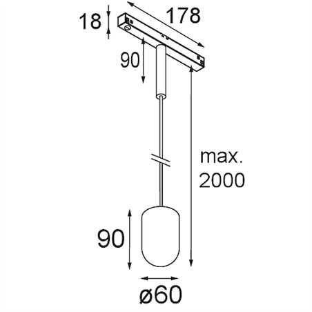 Modular Placebo Track 48V Suspended Up 60 1x LED | Track lighting fixture fixture