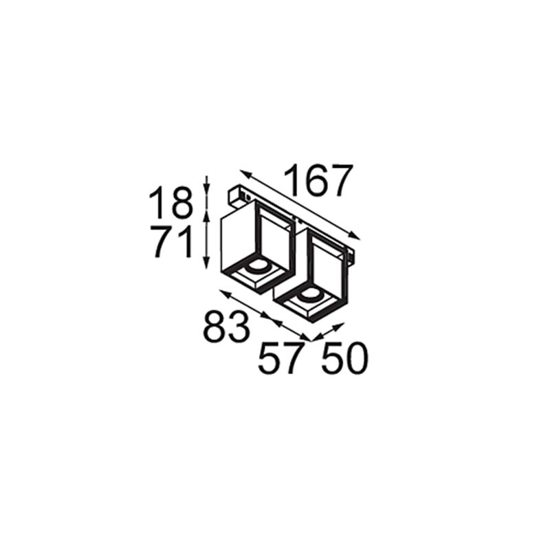 Modular Rektor Track 48V Adjustable 57x50 2x LED | Schienenbeleuchtung