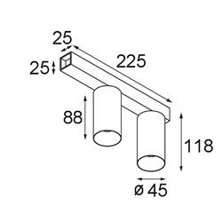 Modular Minude Surface Adjustable 45 Square 2x LED DE | Ceiling lamp / Wall lamp