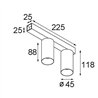 Modular Minude Surface Adjustable 45 Square 2x LED DE | Deckenlampe / Wandlampe