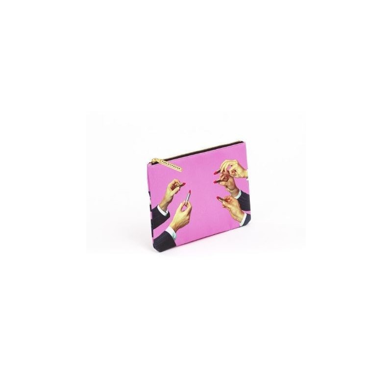 SELETTI Toiletpaper Beauty case "square" 21x15,5 - LIPSTICKS PINK