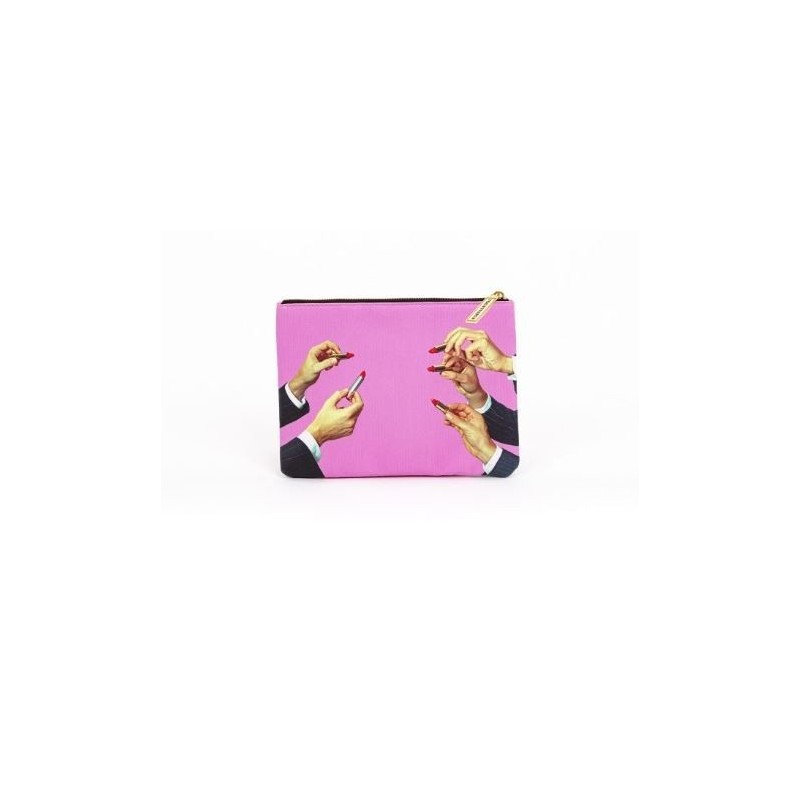 SELETTI Toiletpaper Beauty case "square" 21x15,5 - LIPSTICKS PINK