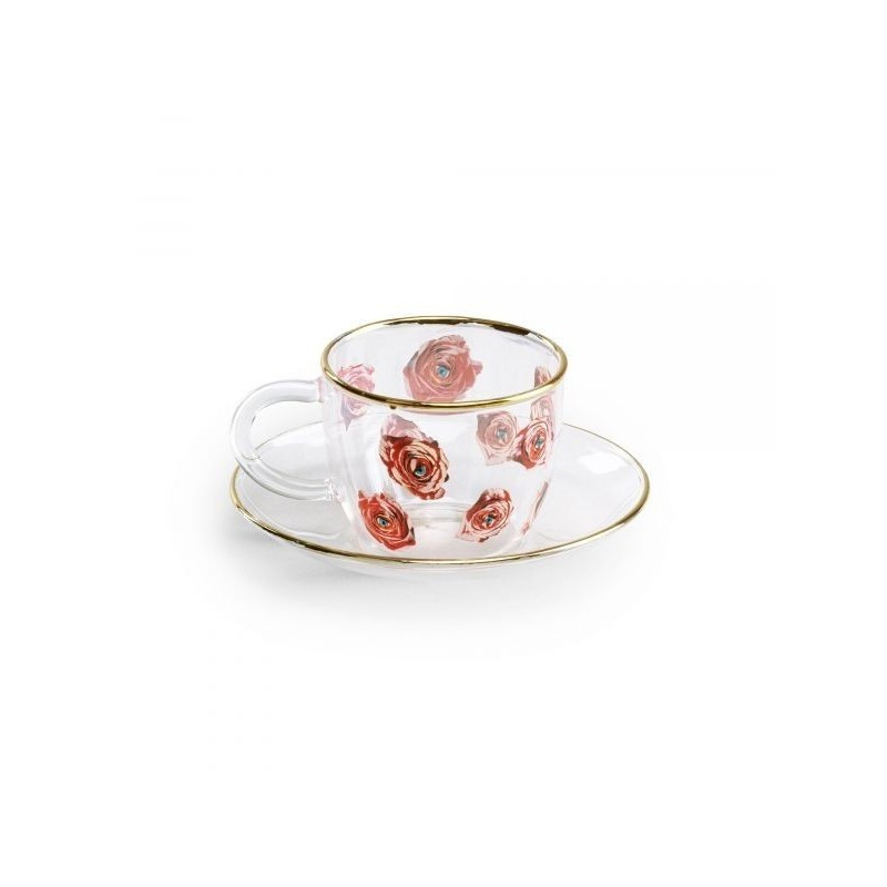 SELETTI Toiletpaper glass coffee set - roses