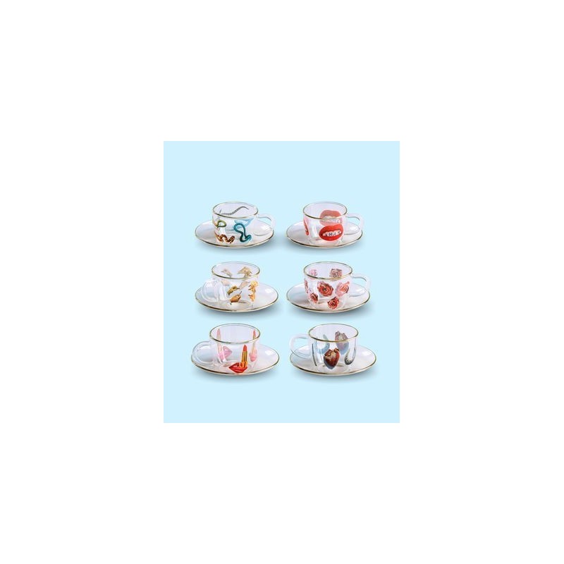 SELETTI Toiletpaper glass coffee set - roses