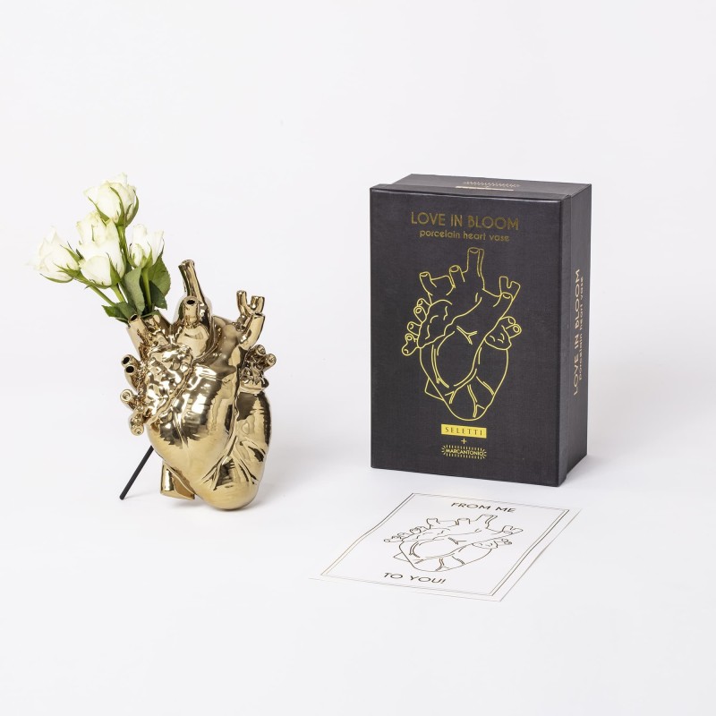 SELETTI Vase in porcelain "Love In Bloom" - Gold