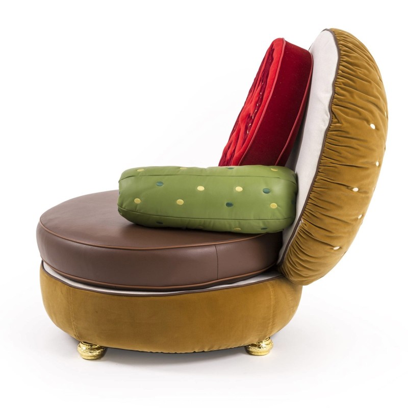 SELETTI Studio Job-Blow Hamburger sofa with Tomato and Gherkin
