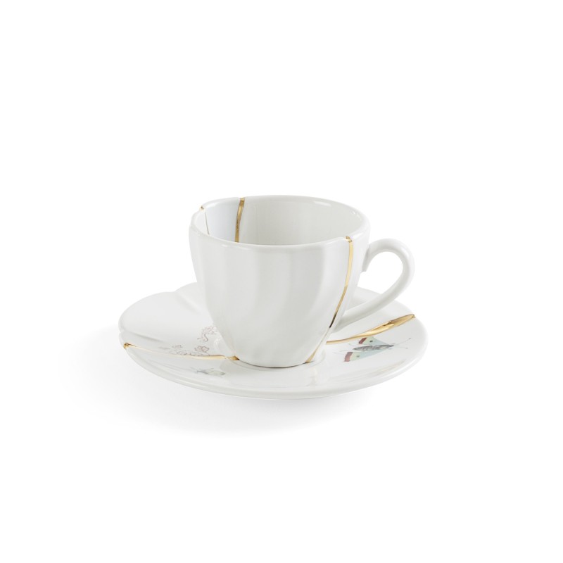 SELETTI Kintsugi Porcelain coffee cup + plate n'2