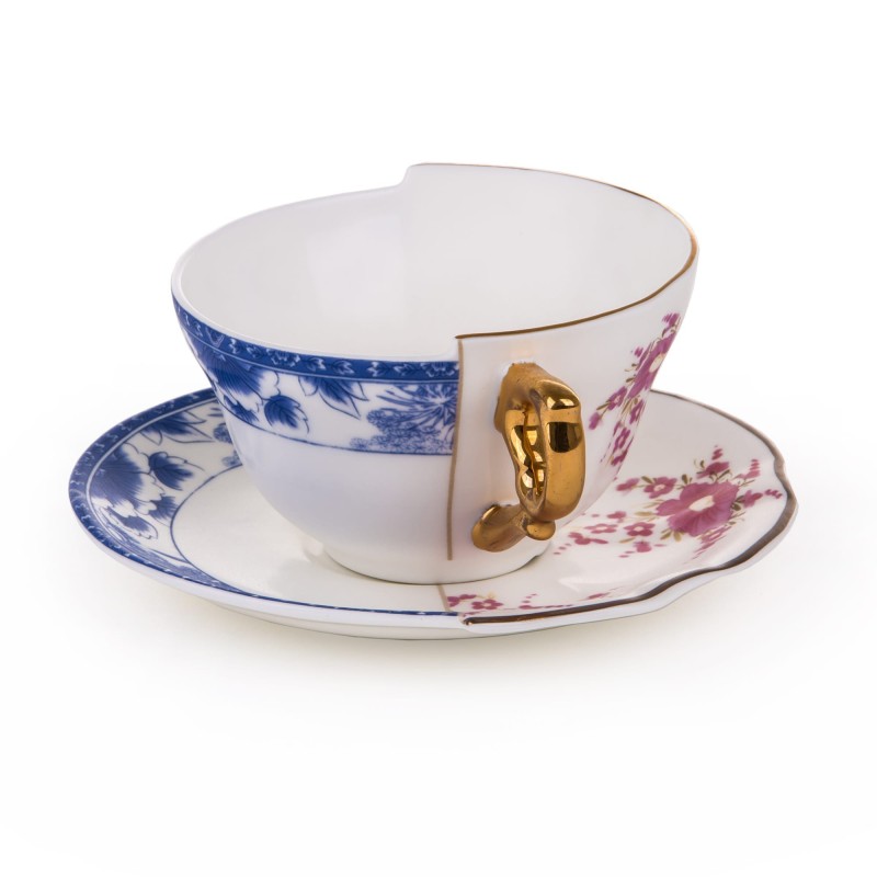 SELETTI Hybrid Porcelain tea cup + plate  - Zenobia