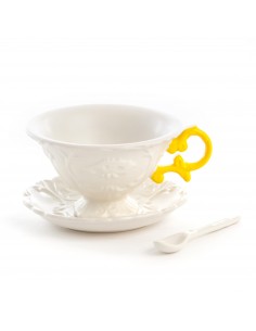 SELETTI i-wares set in porcelain with coloured handles