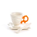 SELETTI i-wares coffee set in porcelain with coloured handle