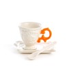 SELETTI i-wares coffee set in porcelain with coloured handle