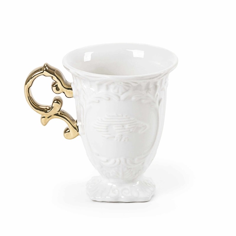 SELETTI i-wares porcelain mug - handle gold