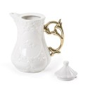 SELETTI i-wares teapot in porcelain with col. handles gold