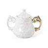 SELETTI i-wares sugar bowl in porcelain with col. handles gold