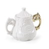 SELETTI i-wares sugar bowl in porcelain with col. handles gold