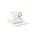 SELETTI i-wares coffee set in porcelain with coloured handle gold