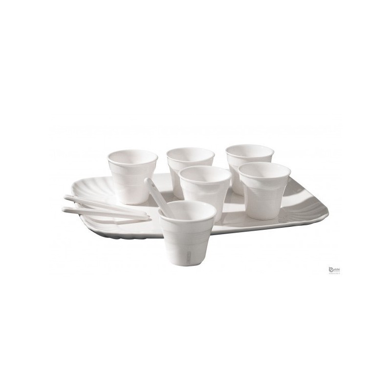 SELETTI coffee set 6 cups + 6 stirrers + 1 tray in porcelain