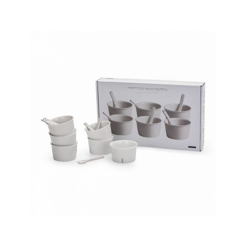 SELETTI Estetico Quotidiano set 6 porcelain ice cream bowl and spoon