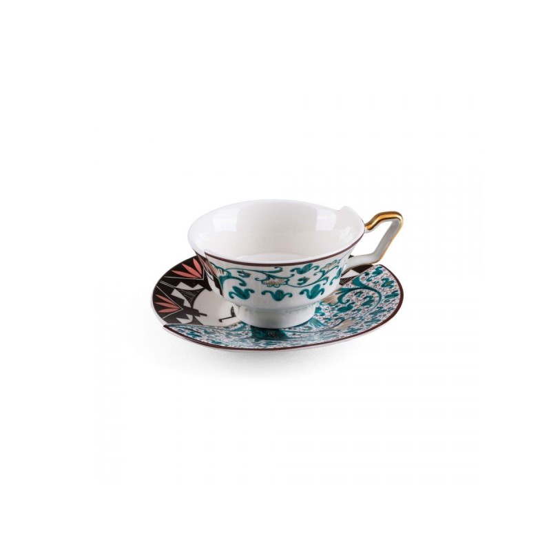 SELETTI Hybrid Porcelain tea cup + plate  - Aspero