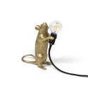 SELETTI Mouse Lamp Gold Standing/Step Black Cable