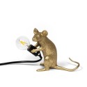 SELETTI Mouse Lamp Gold Sitting/Mac Black Cable