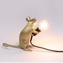 SELETTI Mouse Lamp Gold Sitting/Mac Black Cable