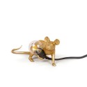SELETTI Mouse Lamp Gold Lie Down/Lop Black Cable