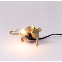 SELETTI Mouse Lamp Gold Lie Down/Lop Black Cable